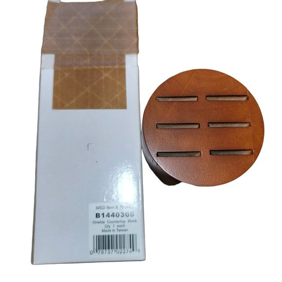 Oneida Countertop Knife Block Round Faux Walnut Wood NIB DH572 - Picture 5 of 7